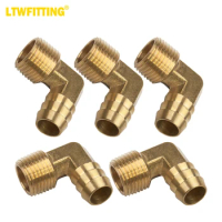 LTWFITTING 90 Degree Elbow Brass Barb Fitting 5/8 ID Hose x 1/2-Inch Male NPT Fuel Boat Air(Pack of 5)