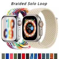 Braided Solo Loop For Apple watch Bands 40mm 44mm 49mm 45mm 41mm 38mm 42mm Elastic bracelet iWatch series 9 8 7 se Ultra 2 Strap