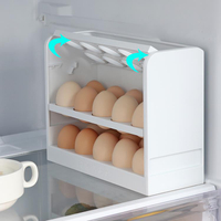 創意翻轉冰箱雞蛋收納盒家用多層大容量塑料防摔雞蛋架蛋托 wk10712