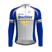 Retro Bule Cycling Jersey Long Sleeve Winter Fleece &amp; No Fleece Racing Bike Jersey Maillot Ropa Ciclismo