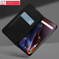 Original OnePlus 6T Flip Case Black PU Leather Flip Cover One Plus 6 6t Smart Sleep Wake Protective Funda Capa for Oneplus6 Case