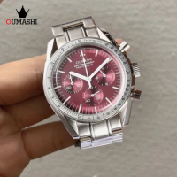 Japanese Original VK63 Movement Men'sWatch Panda Dial Business Watch Stainless Steel Strap Sapphire Glass Waterproof Watch