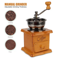 Manual Coffee Bean Grinder Coffee Utensils Retro Style Wooden Spice Burr Mill Stainless Steel Handle With Ceramic Millston