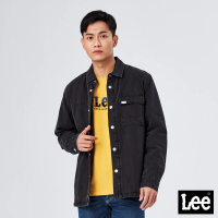 Lee 官方旗艦 男裝 襯衫式牛仔外套 / 造型雙口袋 鋪棉內襯 騎士黑 舒適版型(LL210310286)