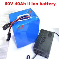 60v lithium ion battery 60v 40ah li-ion with BMS for 3500w 3000w e-bike scooter bicycle boat lawn mower EV + 5A charger