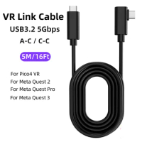 16FT 5M Link Charging Cable for Oculus Quest 3 Meta Quest Pro Pico 4 PS5 PSVR2 Accessories PC USB 3.2 Type C Quest Link Cable