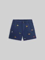 กางเกงขาสั้นเด็กผู้ชาย-Polo Prepster Embroidered Chino Short-สีฟ้า