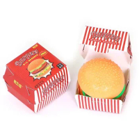 Simulation Burger Stress Relief Toy Stress Ball 3D Squishy Hamburger TPR Decompression Squeeze Ball Sensory Gifts Party Adults