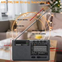 Hot XHDATA D-368 FM Radio BT Portable AM FM SW 12 Bands Stereo Radio Receiver Wireless Pocket Blueto