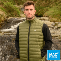 【MAC IN A SAC】男款輕暖袋著走羽絨保暖背心MNS120卡其綠/輕量易收納攜帶