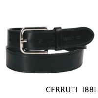 【Cerruti 1881】限量3折 義大利頂級小牛皮皮帶 全新專櫃展示品(黑色 CECU06065M)
