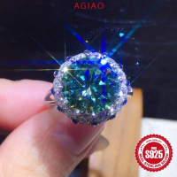 AGIAO Luxurious Open Ring 3 Carat PT950 Blue-green Light Luxury For Women