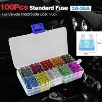Fius Standard, 100PCS, Untuk Kenderaan, Motosikal, Bot, Lori, 2A-35A, Sesuai untuk Insurans Kereta, 