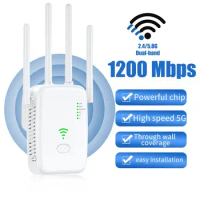 1200Mbps Wireless WIFI Booster Repeater Wireless WiFi Extender 2.4G/5GHz Network Amplifier Router Long Range Signal Repeater