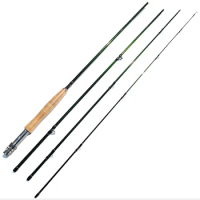 2.7 m 9 ft 6# 8# Fly Fishing Rod carbon fiber 4 sections Green Color mosquera fly rods soft cork handle trout fishing cane