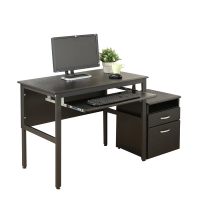【DFhouse】頂楓90公分電腦辦公桌+1鍵盤+活動櫃 -黑橡木色