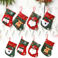 Gift Bags Christmas Tree Decorations Pendants Santa Vintage Socks Christmas Cartoon Small Socks Paper Christmas Decorations