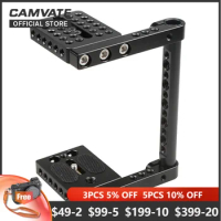 CAMVATE DSLR Camera Cage Video Rig With 15mm Cross Bar &amp; 1/4"-20 &amp; 3/8"-16 Thread Holes For Canon Nikon Sony Panasonnic