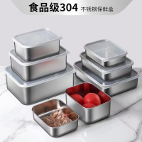 保鮮盒 日式304不銹鋼保鮮盒家用帶蓋瀝水食品冰箱魚肉類冷凍冷藏餃子盒
