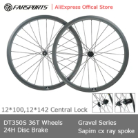 Farsports New Gravel Wheels New DT350S SP Hub Central Lock Tubeless Wheelset 24H/24H Carbon Wheels
