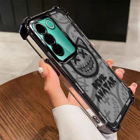 เคสโทรศัพท์, ดีไซน์ปีศาจสีดำบล็อกสร้างสรรค์, ชุบอิเล็กทรอนิกส์โปร่งใส, ถุงลมนิรภัยป้องกันสี่มุม, เคส