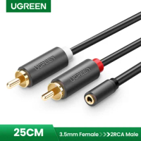 UGREEN 3.5mm Female to 2 RCA Male Stereo Audio Y Cable Adapter Audio Cable Aux Cable for Phone Edifer Home Theater DVD VCD