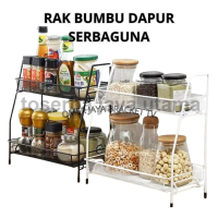 Rak Bumbu Dapur 2 Susun Besi Anti Karat Tempat Kosmetik SkincareTanaman Hias Serbaguna Estetik - Put