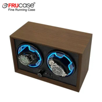 FRUCASE Watch Winder for Automatic Watches 2 Rolex Box Jewelry Display Collector Storage Wood Grain with Light