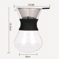 Wholesale 6pcs/ctn 300ml portable housglass iced drip coffee maker cold brewer with stainless steel filter coffee maker set