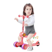 3 Wheel Kick Scooter Aluminum alloy skateboard kids Adjustable Height Flashing Light Wheel Foot Scooters Toys Gifts for Children