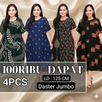 Paket Daster Jumbo 4pcs Rayon Adem Lembut | Daster Harian Longgar Nyaman | Bukaan Depan Busui Friend