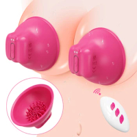 Breast Enlargement Stimulation Vibrator for Women Nipple Clitoris Sucker Remote Control Clit Vacuum Pump Suction Cover Sex Toys