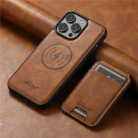 EUCAGR Magsafe Magnetic 2 In 1 Detachable Wallet Leather Case For iPhone 12 13 14 15 Pro Max Plus Shockproof Holder Cover
