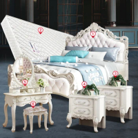 European Luxury Double Bed Girls White Loft Princess Bed Comferter Superking Cama Matrimonial Bedroom Set Furniture