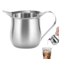 90ml Mini Glass Milk Cup Creamer Stainless Steel Syrup Pitcher with Pour Spout Espresso Cup Vinegar Sauce Cup Glass tools