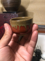 日本中古回流昭和早期老柴燒自然流釉 釉里紅主人杯 高貨茶杯