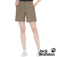 Jack wolfskin飛狼 女 簡約修身多口袋短褲 休閒褲『棕卡』