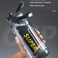 1.3L/1.5L/2L Large Water Bottle with Straw Portable Travel Sports Fitness Summer Cold Water Cup Big Volume