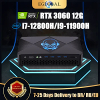2024 Eglobal VX1 Gamer Fan Mini Pc Alder Lake Core i7-12700H Nvidia RTX 3060 12G Four Display 3*HDMI2.0+1*USB Type-C Gaming PC