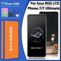 6.78"Amoled Original For Asus ROG Phone 7 7 Ultimate LCD Display Screen+Touch Panel Digitizer For Asus ROG 7 Rog7 Phone 7D Frame