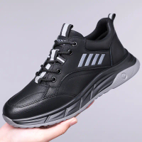 High Quality Genuine Leather Sports Casual White Shoes Trendy Shoes, Dad Shoes