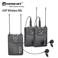 Relacart CR1 CR2 UHF Wireless Microphone System Transmitter Receiver Kit Video interview mic for DSLR Phones VS BOYA WM8