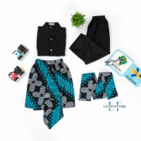 Luffystore - Pakaian Adat Jarik Motif Batik Anak Premium Sapit Instan Fullset Baju Fashion Pasti Ori