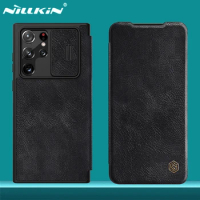 Flip Case For Samsung Galaxy S22 /S22 Ultra 5G Nillkin QIN Leather Flip Cover Slide Camera Book Case For Samsung S22+ Plus Cover