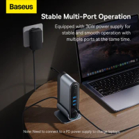 Baseus UnionJoy 17-Port Triple-Display Docking Station Space Grey（USB-C to HDMI4K@60Hz*2+DP4K@60Hz*1+USB3.0*3+USB