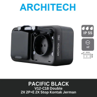 Murah Architech Stop Kontak Waterproof Stop Kontak Double Black Anti