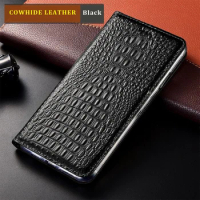 Crocodile Back Genuine Leather Case For XiaoMi Mi 12 Pro Mi12 Ultra Magnetic Wallet Flip Cover