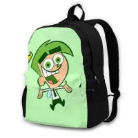 Cosmo Fairly Odd Parents Travel Laptop Bagpack Fashion Bags Cosmo Nickel Cartoon 0ils Heart Love Pink Aesthetic Aesthetics