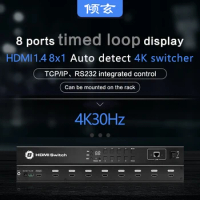 HDMI Switcher 4K 30Hz 3D USB2.0 HUB HDMI Switch 8x1 Automatic/Manual RS232 HDMI Converter YUV4:4:4 HDR With Remote RJ45 Control