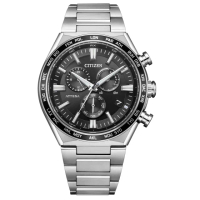 【CITIZEN 星辰】黑面超級鈦太陽能電波對時男錶/41.1mm(CB5966-69E)